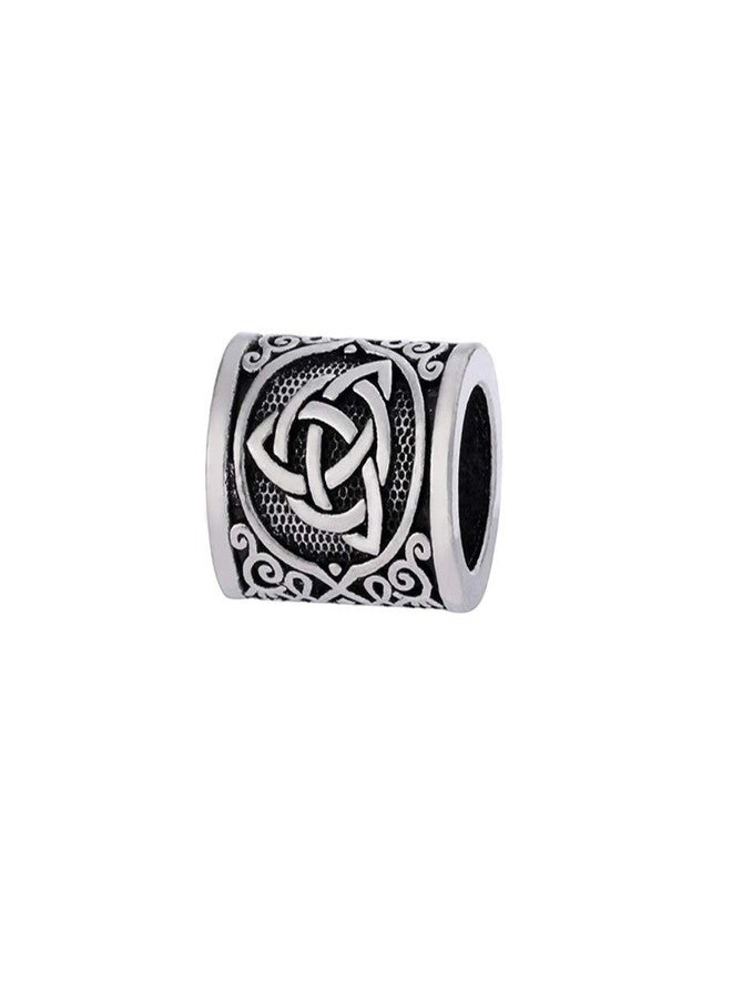 Yahpetes Norse Viking Rune Beads 2 Pcs Hair Beard Pendants Antique 0.59"X0.47" Norse Rings Silver Metal Clips Cuffs Rings Vikings Jewelry for Hair Decoration - Image 5